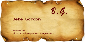 Beke Gordon névjegykártya